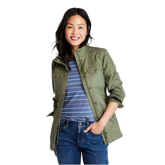 LL Bean Women's Small Deep Olive BeanFlex Utility Jacket Classic Military L12-10 - Picture 1 of 9